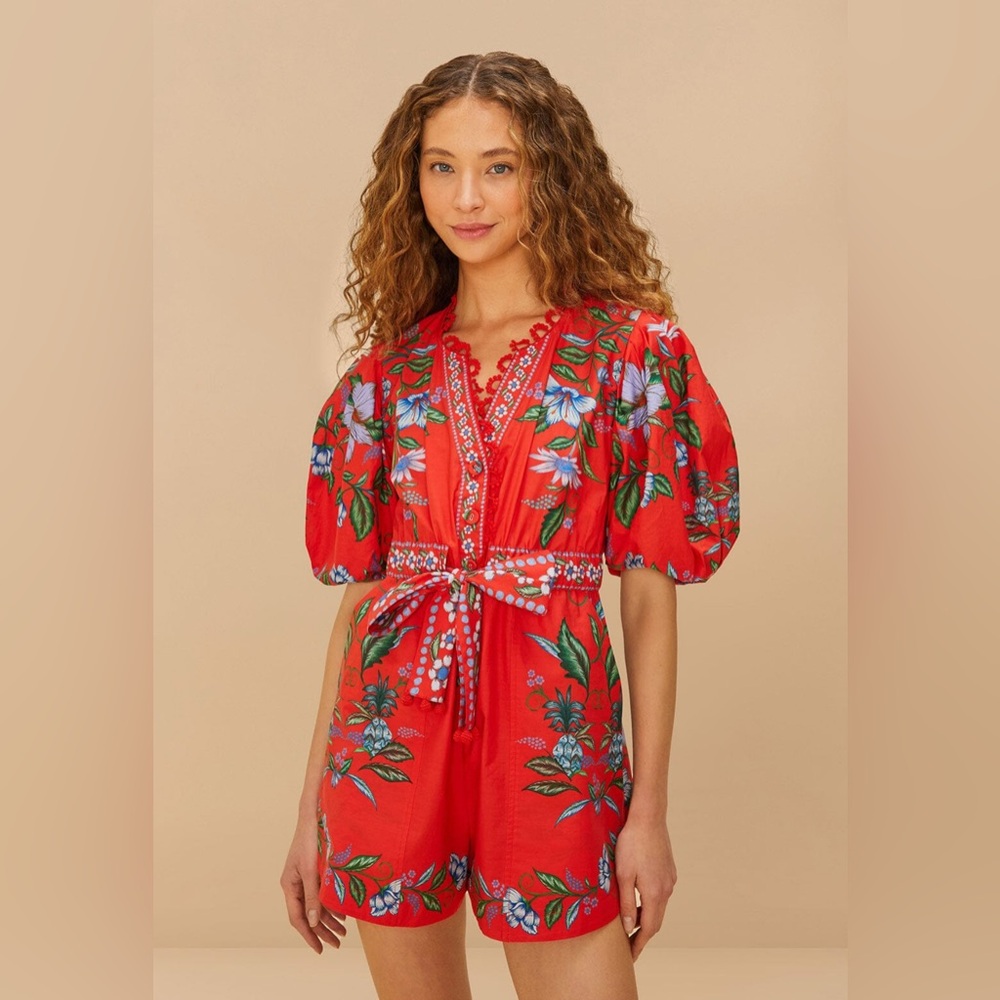 BRAND NEW!! FARM Rio Red Sweet Bloom Bouquet ORGANIC Cotton Romper